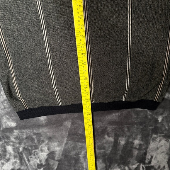 Knights Sportswear Polo Sweater Mens L Grey Striped Long Sleeve Knit Pullover - Picture 3 of 6